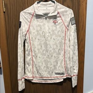 Colosseum Gray Camo Quarter-Zip with Red Trim